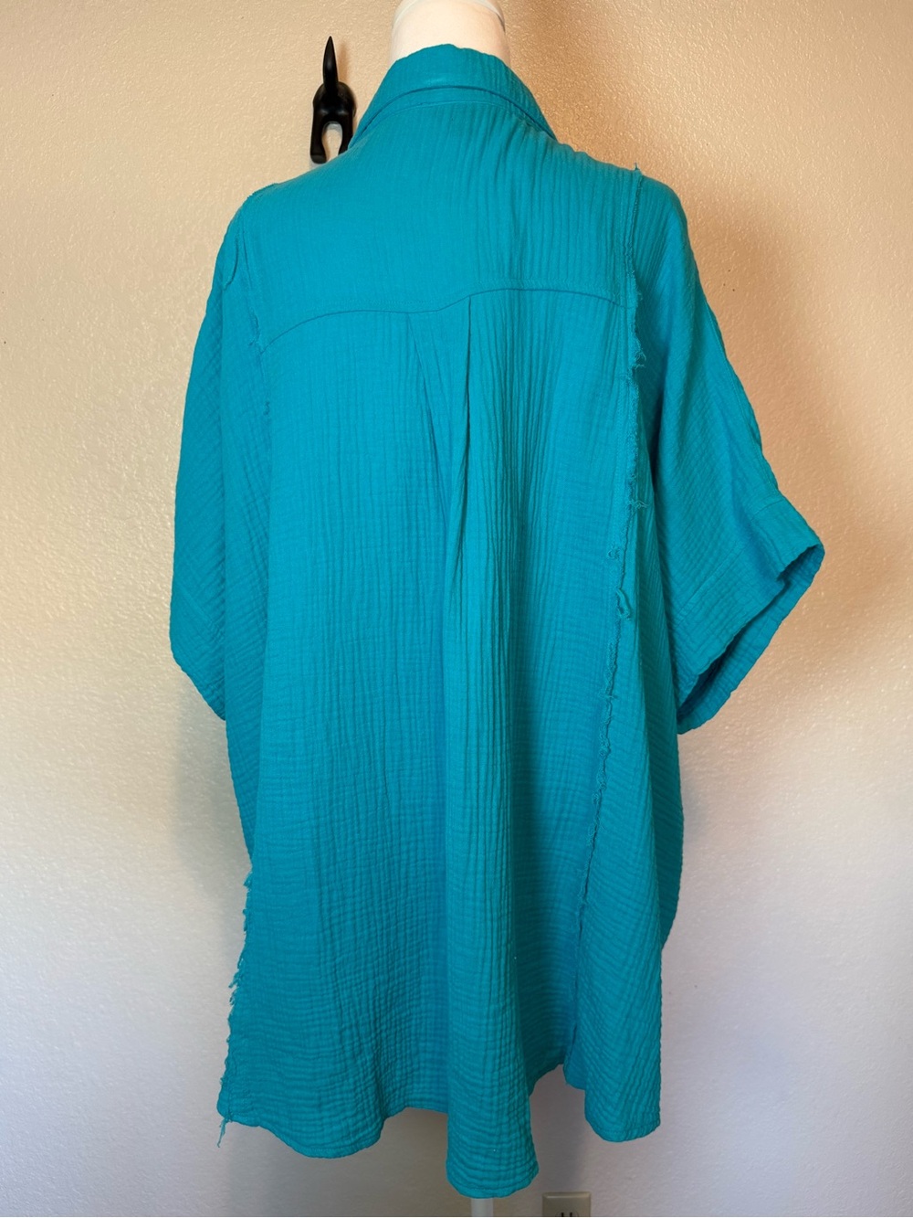 Torrid Dolman Sleeve Soft Gauze Button Up Short Sleeve Top Turquoise Size 2X - Picture 5 of 11
